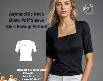 Asymmetric Puff Sleeve Shirt Sewing Pattern | Relaxed Fit (PDF Pattern)