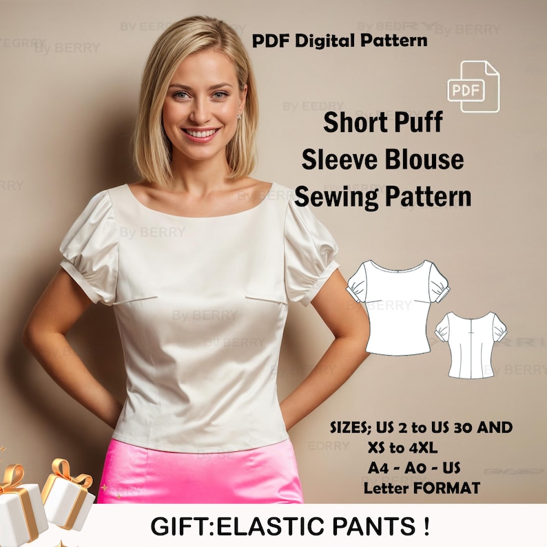 Milkmaid Puff Sleeve Blouse Sewing Pattern | Cottagecore Top (PDF ...