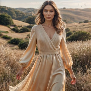 Cottagecore Bishop Sleeve Midi Dress Sewing Pattern (PDF Pattern)