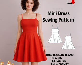 Naaipatroon strapless mini-jurk: Amerikaanse maten 2-30 (pdf-patroon)