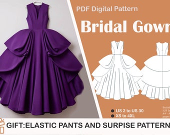 Wedding Dress ,Balo Dress Sewing Pattern,PDF Sewing Pattern, Plus Size Pattern, Bride Dress Pattern