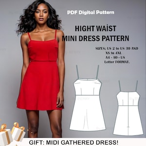 Homecoming Mini Dress Sewing Pattern, Bustier Pattern,Party Dress,Wedding Dress Pattern,PDF Pattern, US Sizes 2-30, Plus Size Pattern