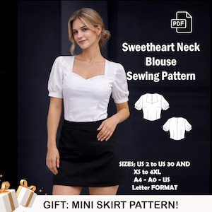 Cottagecore Milkmaid Blouse Sewing Pattern: Heart Neck (PDF Pattern)