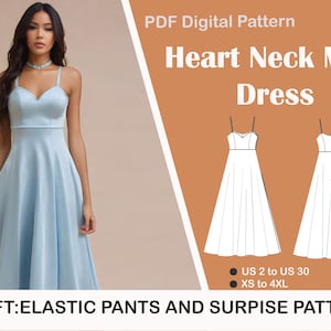 V-Neck Sewing Dress Pattern, Easy sewing PDF Pattern,Bridesmaid Dress, Easy Sewing, PDF Pattern,US Sizes 2-30, Plus Size Pattern