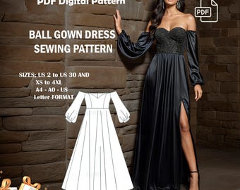 Ballkleid Kleid Schnittmuster: Renaissance Cosplay (Plus Size PDF Pattern)