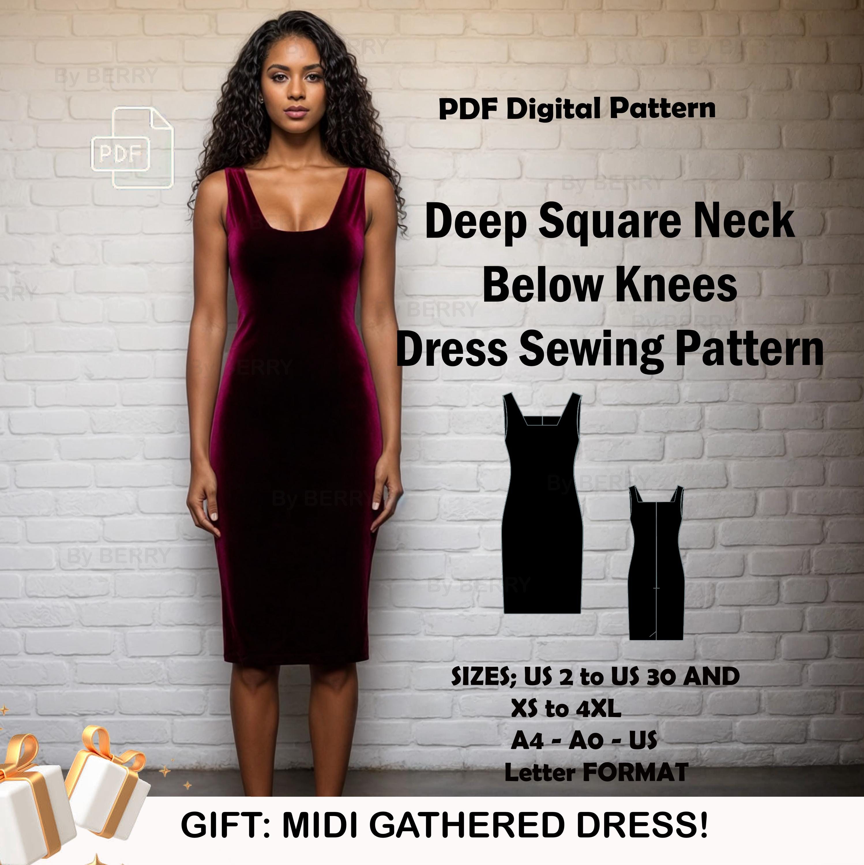 knee length dresses for ladies Caitlyn Square Neck Midi Dress in Ribbon Floral | Color - Ribbon Floral / 16x