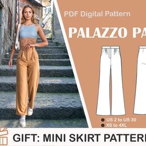 Palazzo Pants Sewing Pattern, Wide Leg Pants, Trendy Pants  Pattern, Women Sewing Pattern,US Sizes 2-30, Plus Size Pattern