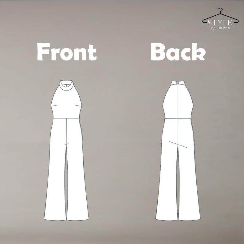 Halter Neck Palazzo Jumpsuit Sewing Pattern (US Sizes 2-30) (PDF ...