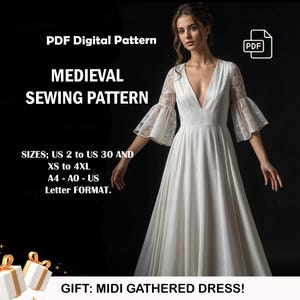 Medieval Dress Sewing Pattern: Renaissance Gown, Plus Size (PDF Pattern)