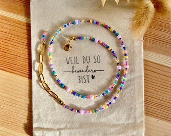 Confetti Necklace – Colorful beaded necklace, handmade & unique | Seed bead necklace, stainless steel clasp, gift idea
