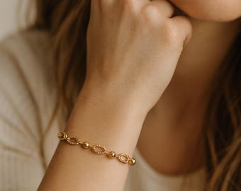 Gold-tone stainless steel bracelet – delicate link bracelet for women | filigree jewelry | gift for women | durable stainless steel jewelry