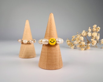 Handmade freshwater pearl ring – Smiley or gold pearls – Adjustable statement ring – Gift for girlfriend, mother, sister