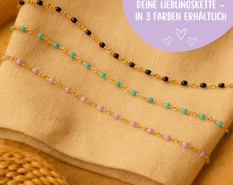 Delicate stainless steel necklace – pearl necklace in turquoise, lilac & black | Friendship necklace | Filigree necklace | Custom lengths available