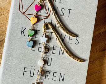 Handmade bookmark – freshwater pearls or mother of pearl heart – gift for book lovers, bookworms, book mark, Perlibert