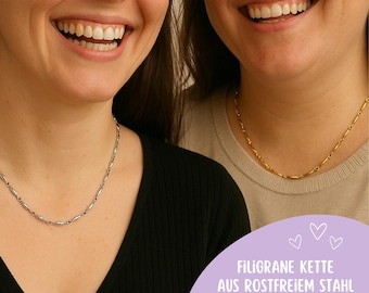 Delicate stainless steel link chain – gold & silver | 41 cm adjustable | Handmade stainless steel chain | Gift for her | Everyday jewelry