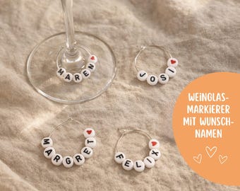 Personalized wine glass markers with names | Personalized wine glass tags | Wedding party table decorations | Gift for hosts