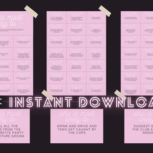 Molto probabilmente, Giochi rosa per addio al nubilato, Download istantaneo, Giochi di addio al nubilato stampabili, Giochi per feste nuziali per ragazze, Sposa o sposo, Divertimento di gruppo