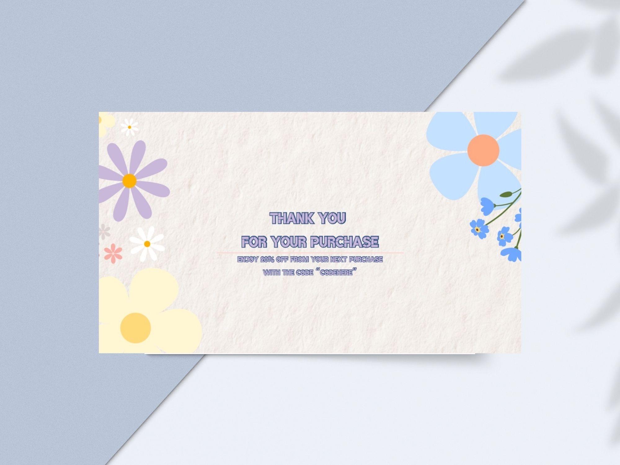 Editable Floral Thank You Card Template for Small Businesses|canva ...