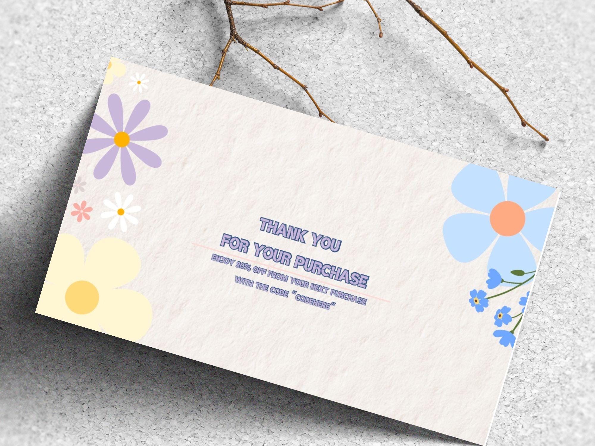 Editable Floral Thank You Card Template for Small Businesses|canva ...