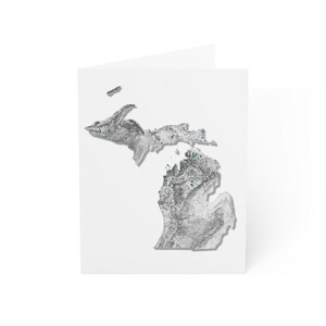 Michigan Map Notecards  (10, 30, or 50 ct) | Gift for Michigander | Topographic State Stationery Set