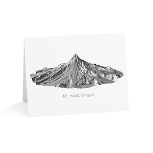 Mt. Hood, Oregon Elevation Map Notecards  (10, 30, or 50 ct) | Gift for Hiker | Topographic Mountain Stationery Set