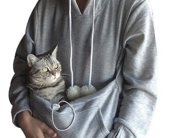 Sweatshirt Katzen Hoodie Haustier Beutel lässige Unisex Oversize Katze Känguru Tasche Hoodie Sweatershirt Haustier tragen Pullover Pullover Winter Geschenk