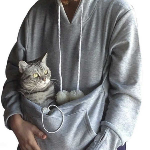 Sweatshirt Cat Hoodie Pet Pouch Casual Unisex Oversize Cat Kangaroo Pocket Hoodie Sweatershirt Pet Carry Jumper Pullover Winter Gift