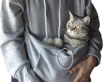 Pet Pouch Cat Dog Kitten Hoodie Sweatshirt Cozy Companions Casual Unisex Oversize Kangaroo Pocket Pet Carry Jumper Pullover Summer Gift