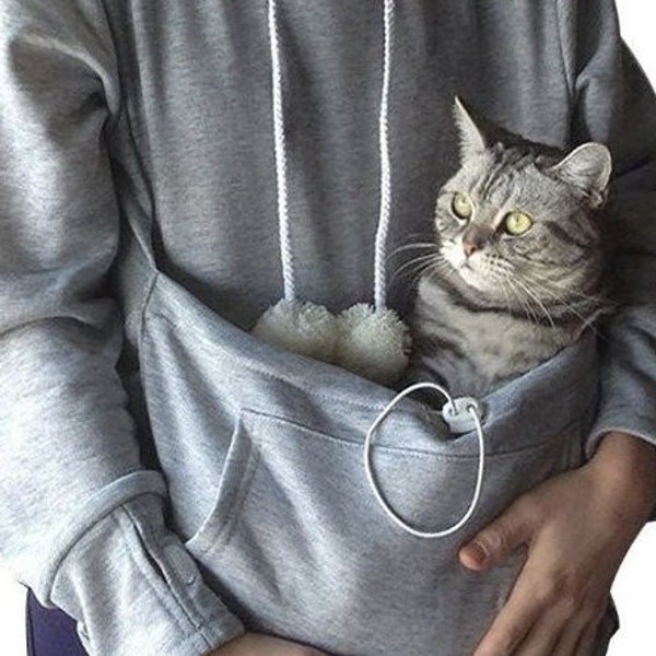 Pet Pouch Cat Dog Kitten Hoodie Sweatshirt Cozy Companions Casual Unisex Oversize Kangaroo Pocket Pet Carry Jumper Pullover Summer Gift