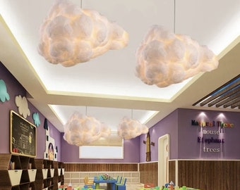 Wolkenhangende plafondlamp Verlichting voor kinderkamer Slaapkamer Keuken Woonkamer Plafondkroonluchter Decoratieve kroonluchter Katoen LED-lichtcadeau