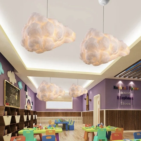 Wolkenhangende plafondlamp Verlichting voor kinderkamer Slaapkamer Keuken Woonkamer Plafondkroonluchter Decoratieve kroonluchter Katoen LED-lichtcadeau