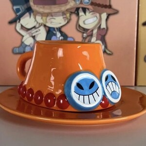 Anime Inspired Mug Cosplay Mug Water Cup Creative Three Brothers Hat Shaped Coffee Cup Anime Accessories Boy Men Gifts Cappuccino Birthday Orange Ace Option 2
