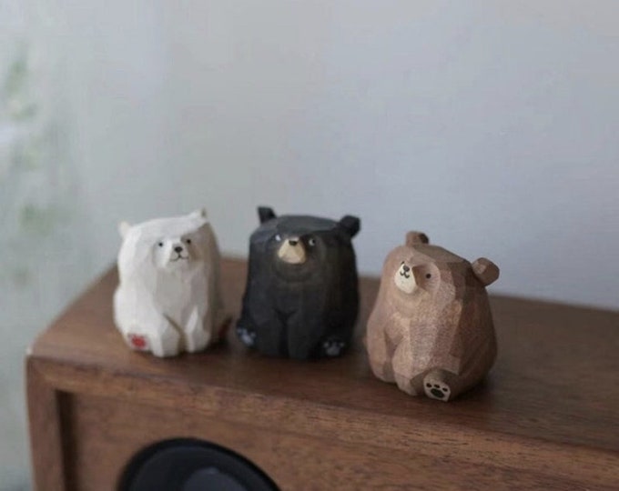 Carved Wooden Bear - Etsy