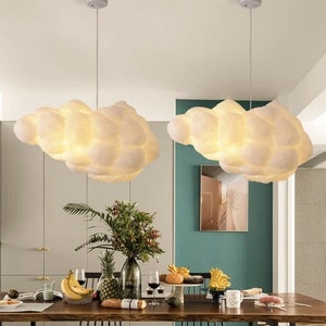 Wolke Anhänger Deckenleuchte Beleuchtung für Kinderzimmer Schlafzimmer Küche Wohnzimmer Deckenleuchter Dekorative Kronleuchter Baumwolle LED-Licht Geschenk Bild 3