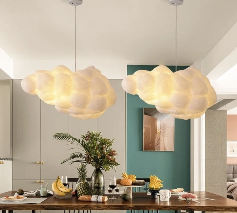 Wolke Anhänger Deckenleuchte Beleuchtung für Kinderzimmer Schlafzimmer Küche Wohnzimmer Deckenleuchter Dekorative Kronleuchter Baumwolle LED-Licht Geschenk Bild 3