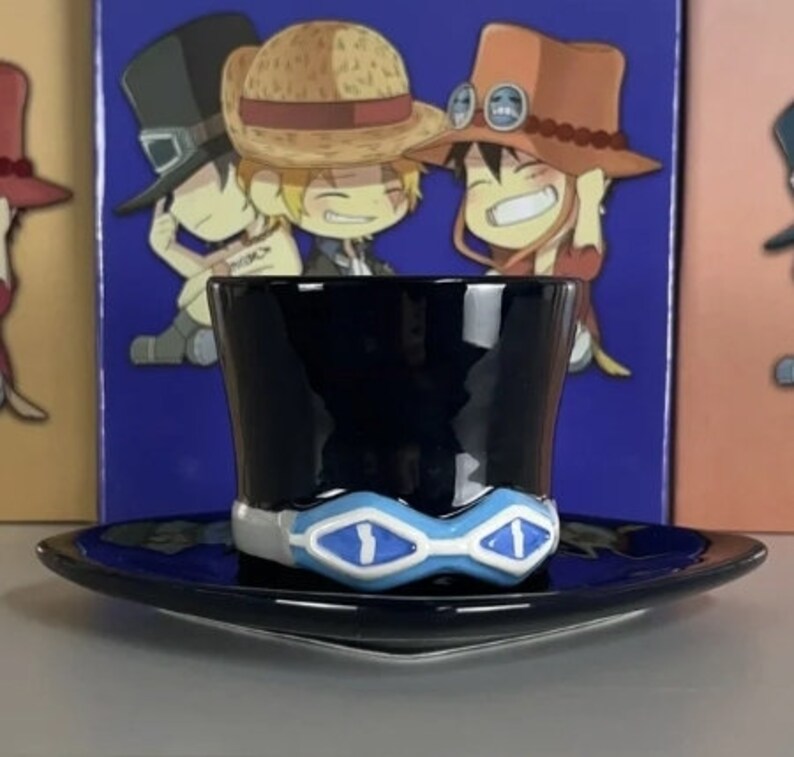 Anime Inspired Mug Cosplay Mug Water Cup Creative Three Brothers Hat Shaped Coffee Cup Anime Accessories Boy Men Gifts Cappuccino Birthday Black Tophat Option3