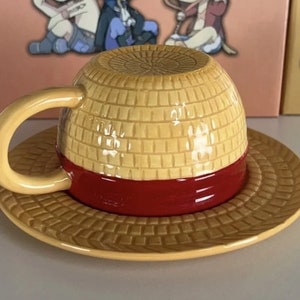 Anime Inspired Mug Cosplay Mug Water Cup Creative Three Brothers Hat Shaped Coffee Cup Anime Accessories Boy Men Gifts Cappuccino Birthday Strawhat Option 1