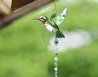 Crystal Suncatcher Hummingbird Prisms Rainbow Window Pendant Butterfly Hanging Light Catcher Home Garden Decoration Gift Personalized Tree