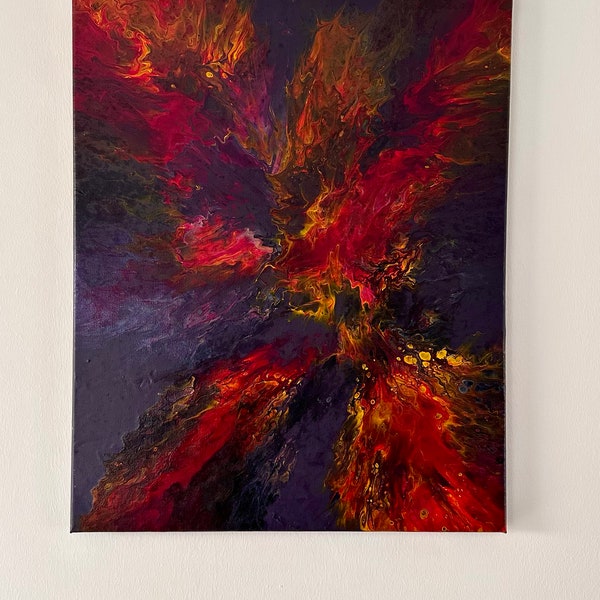 Peinture sur toile abstraite unique intitulée "Phoenix"