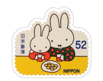 Miffy Eating with Parent Stamp Vinyl Diecut Sticker