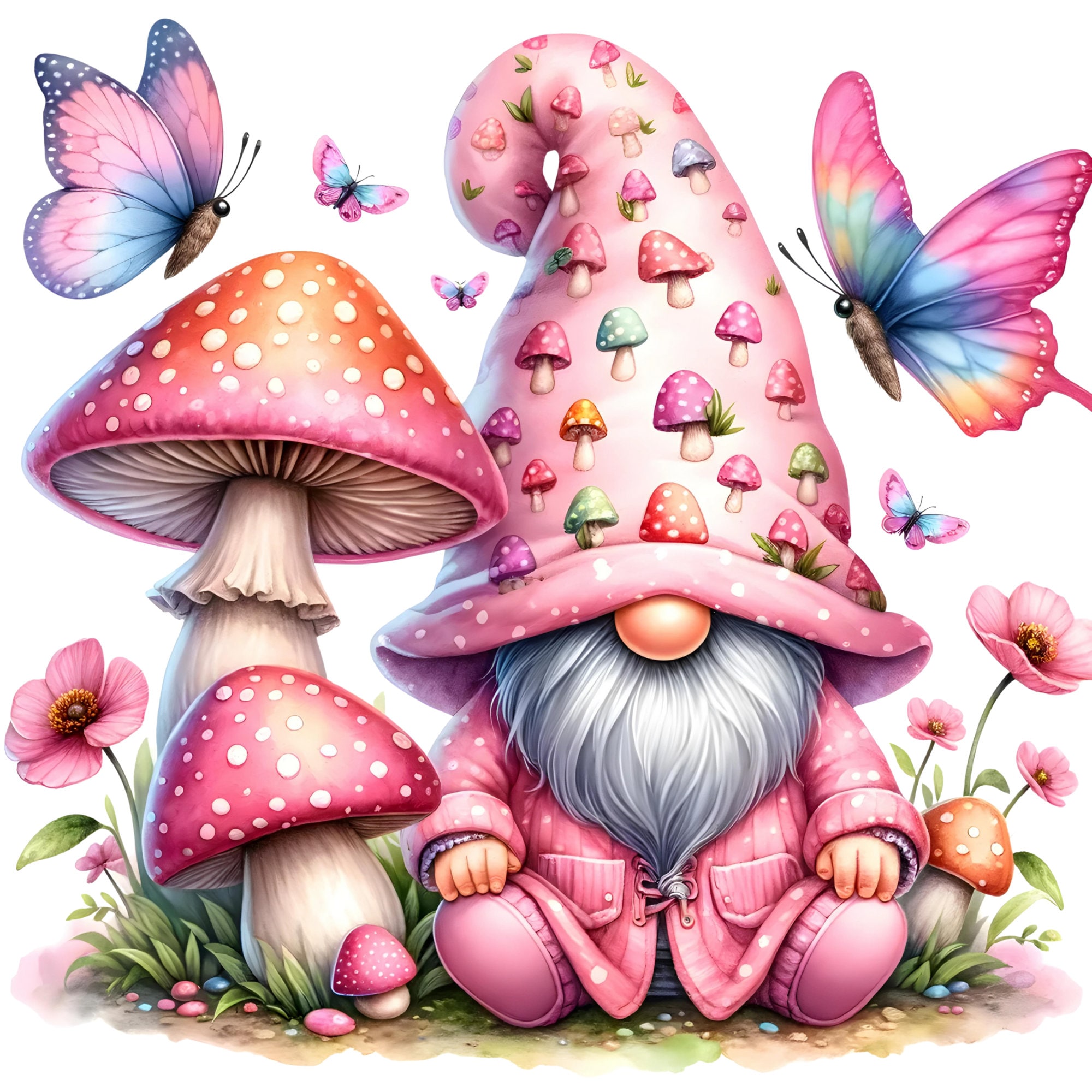 Mushroom Gnome Clipart Bundle, 31png Gnome Clipart,garden Gnome With ...