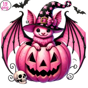 Pink Halloween Bat Watercolor Clipart – 19 PNG Designs (digital ...