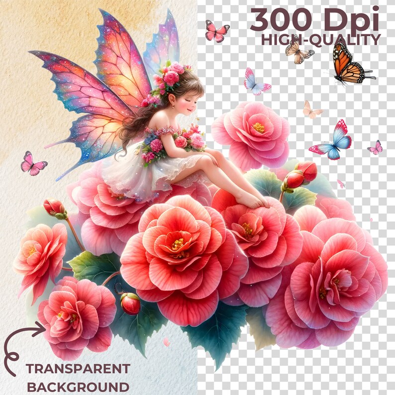 Watercolor Spring Fairy Clipart Set, Floral PNG Images (digital ...