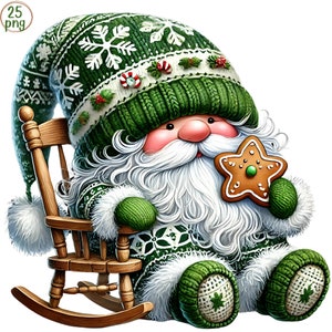Gingerbread Gnome Clipart - 25 Festive Watercolor PNGs for Cozy Christmas Creations