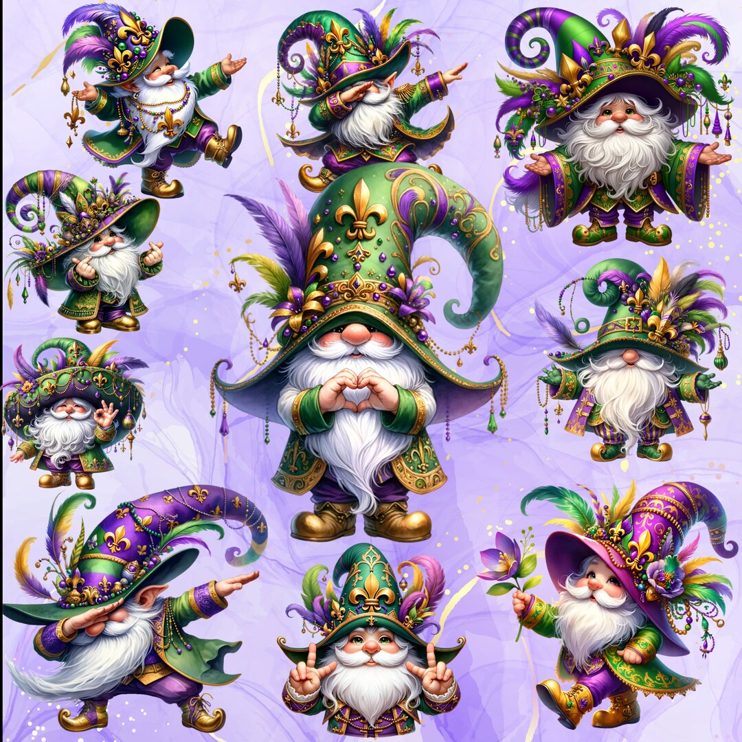 Mardi Gras Gnome PNG, Festival Party Gnome Clipart Commercial Use Mardi