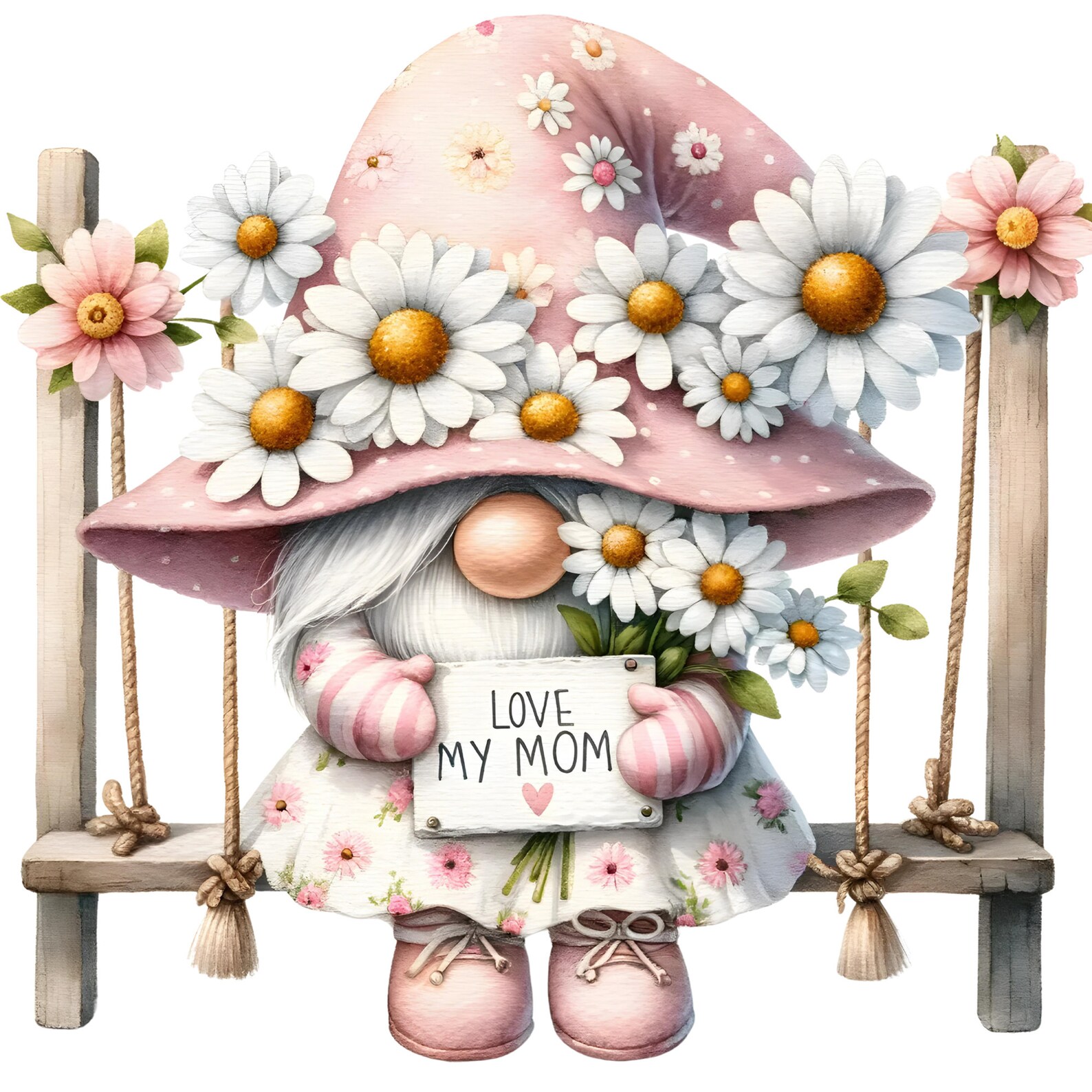 Mothers Day Watercolor Gnomes Digital Clipart Collection, High-quality ...
