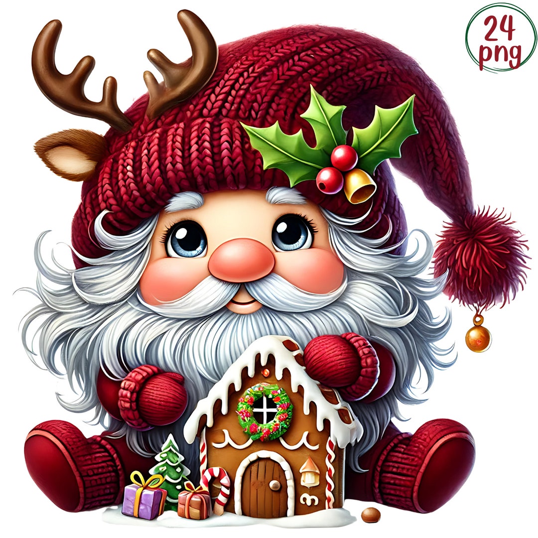 Christmas Gnome Watercolor Clipart Set – Holiday PNG Images (digital ...