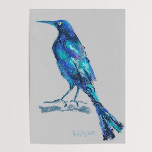 Nicaraguan Great-Tailed Grackle Wall Hanging - Wildlife Art by Felix Roiz