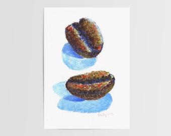 Colorful Coffee Bean Art Print: Kitchen Cafe Decor by Felix Roiz