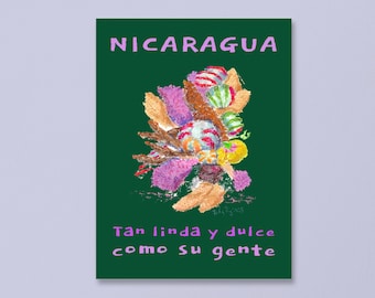 Colorful Nicaragua Travel Poster Print - Latin America Wall Art by Felix Roiz